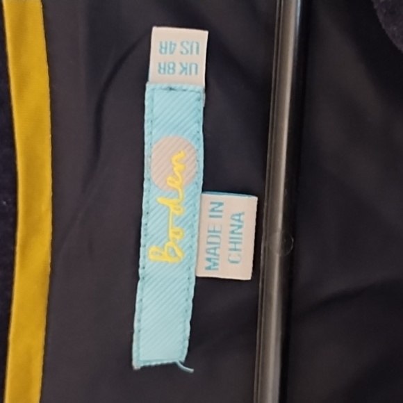 Boden Navy 100% Cotton Velvet Midi Dress W/ Embroidery Detail - Picture 6 of 11